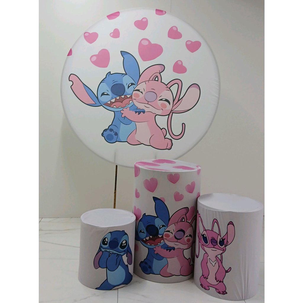 Tecido Stich Angel Coração - Peg e monte da drica