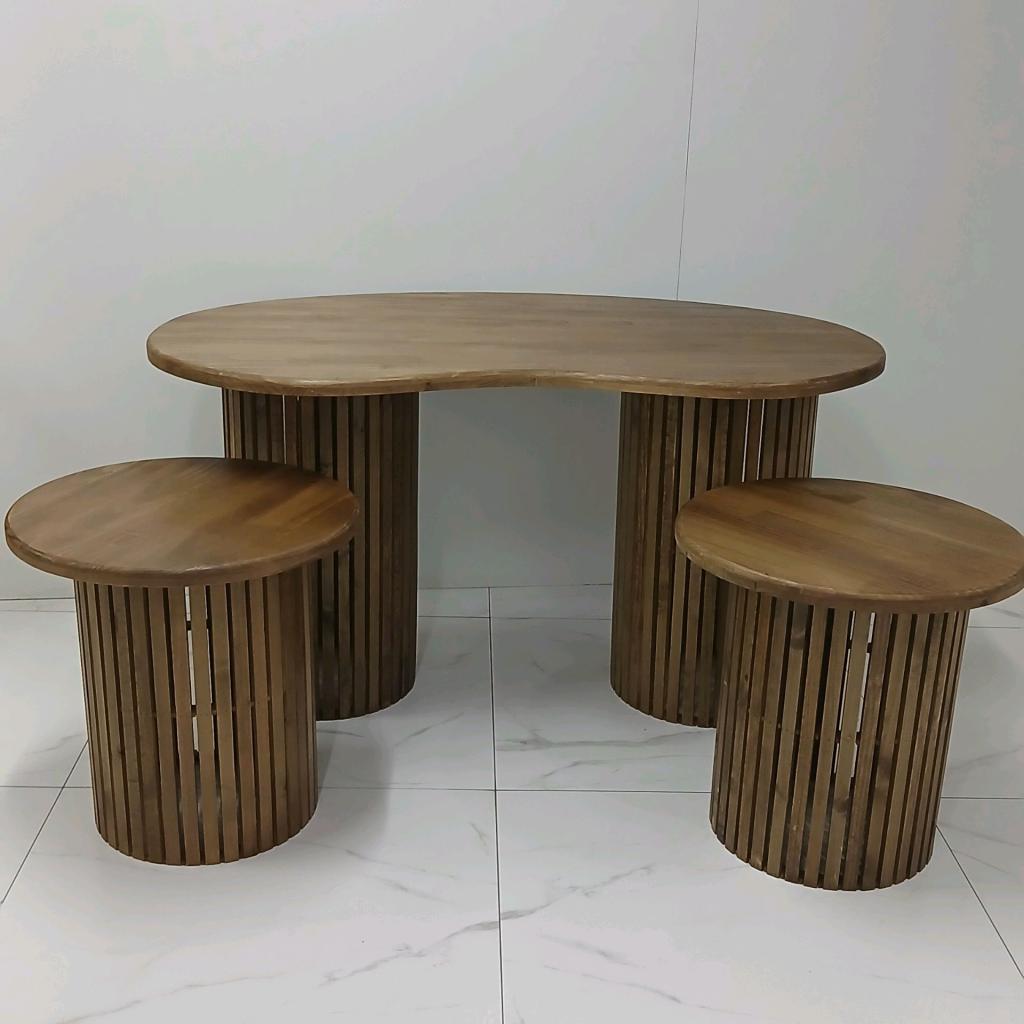Mesa Orgânica Rústica + 2 Mesa de Apoio - Peg e monte da drica