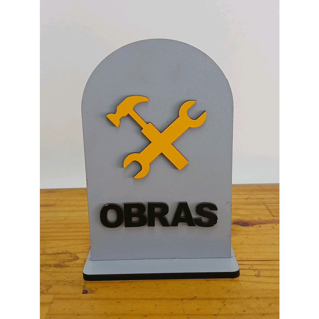 Display Placa Obras - Cinza - Peg e monte da drica