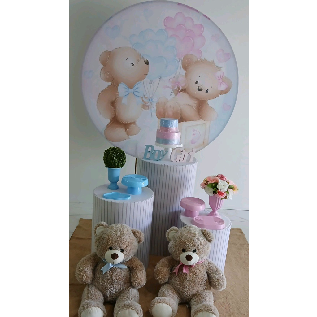 Kit Chá Revelação Urso E Ursa - Peg e monte da drica