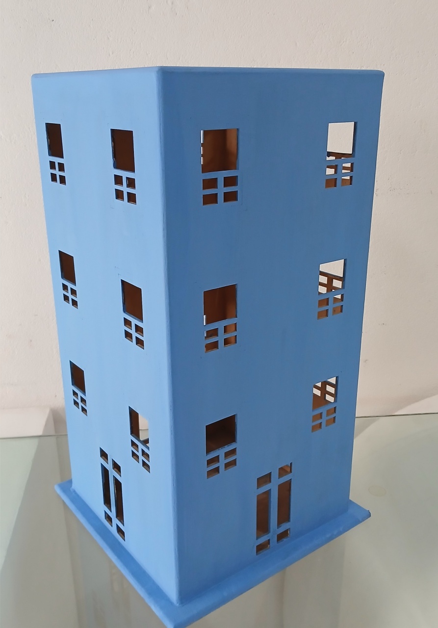 Maquete Prédio Decorativo - Azul Médio - Peg e monte da drica