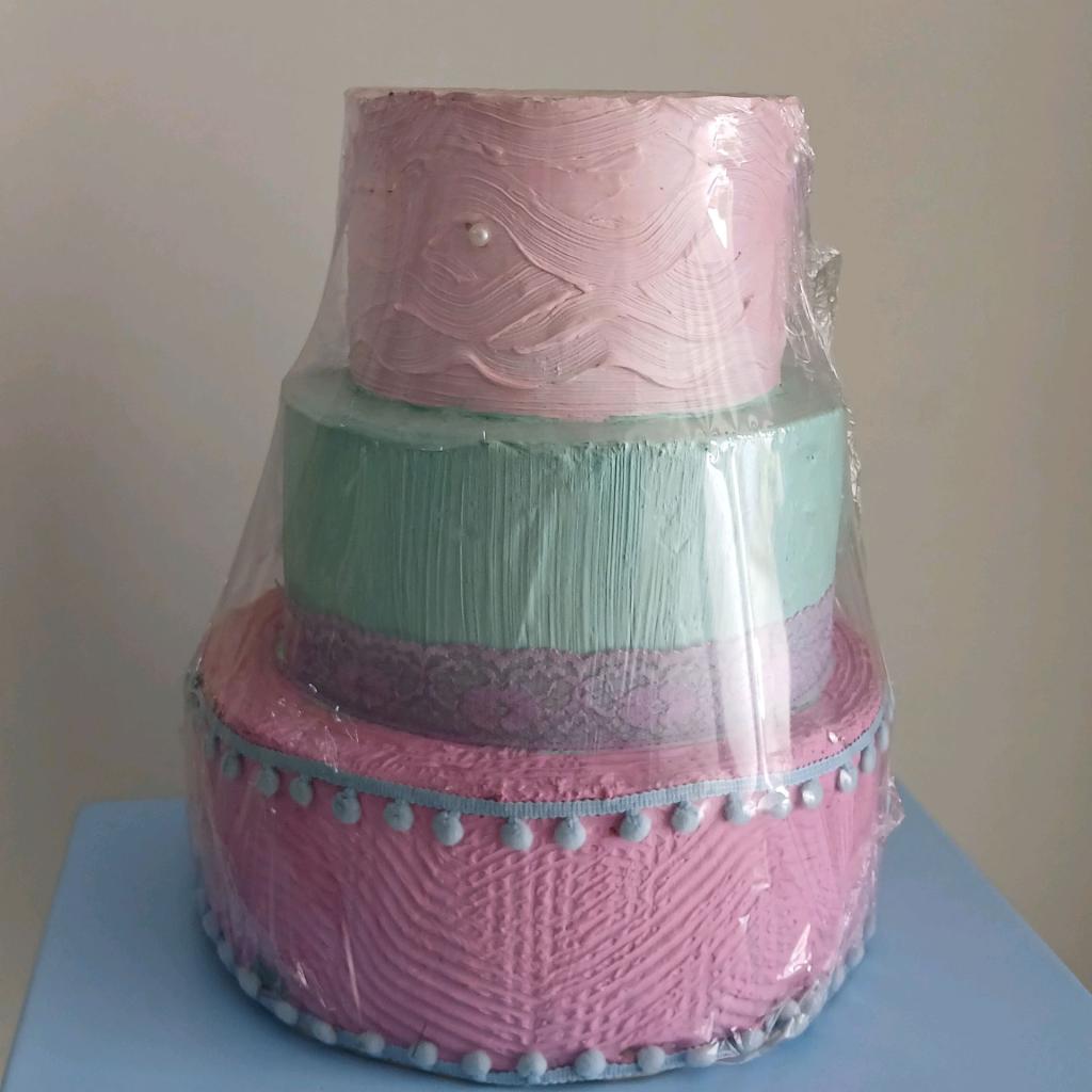 Bolo Fake Mesclado Rosa - Peg e monte da drica