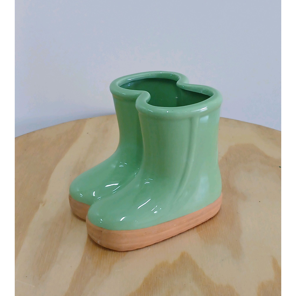 Vaso Botinha Louça - Verde Aguá - Peg e monte da drica