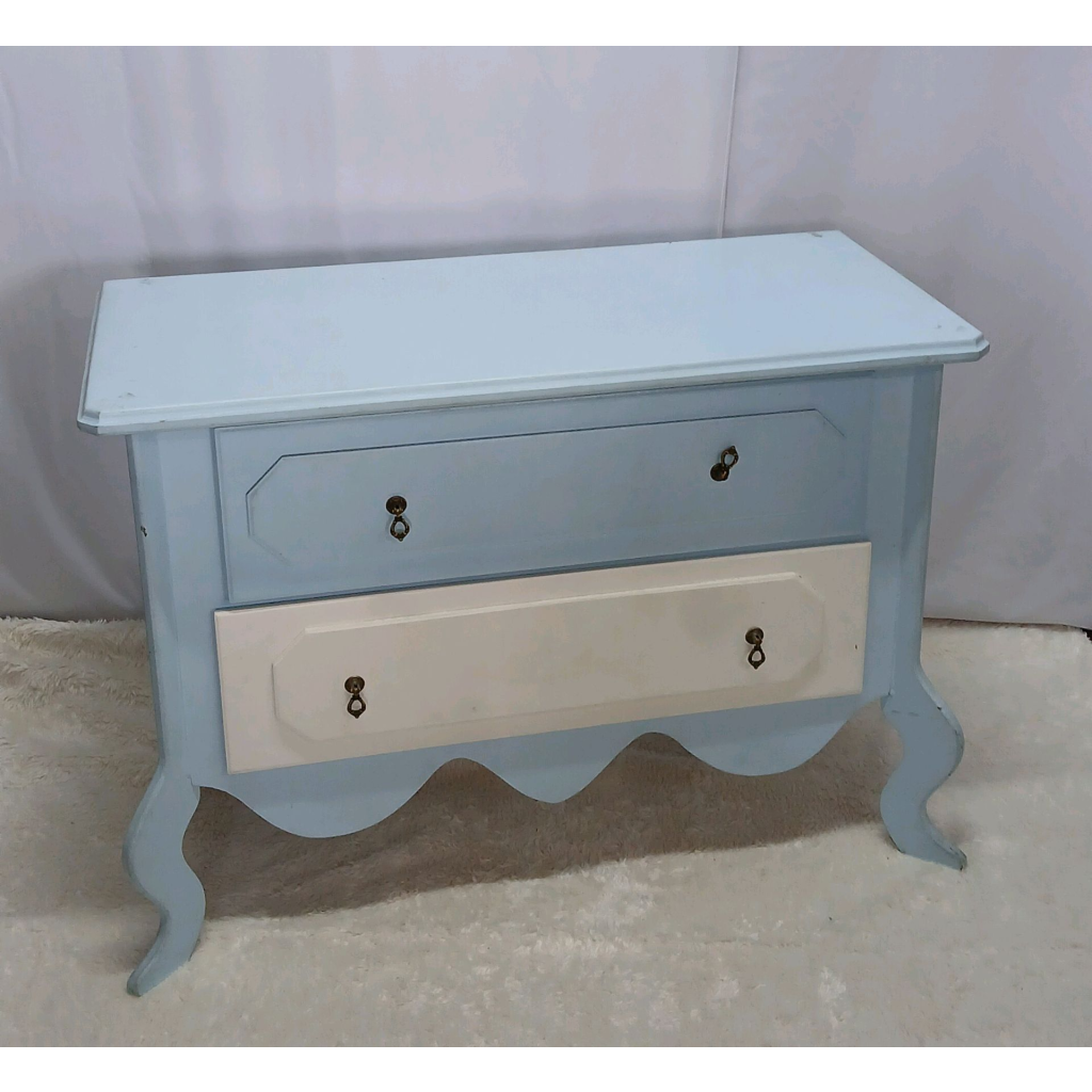 Cômoda Baixa Azul Claro - Branco,Azul Bebê - Peg e monte da drica