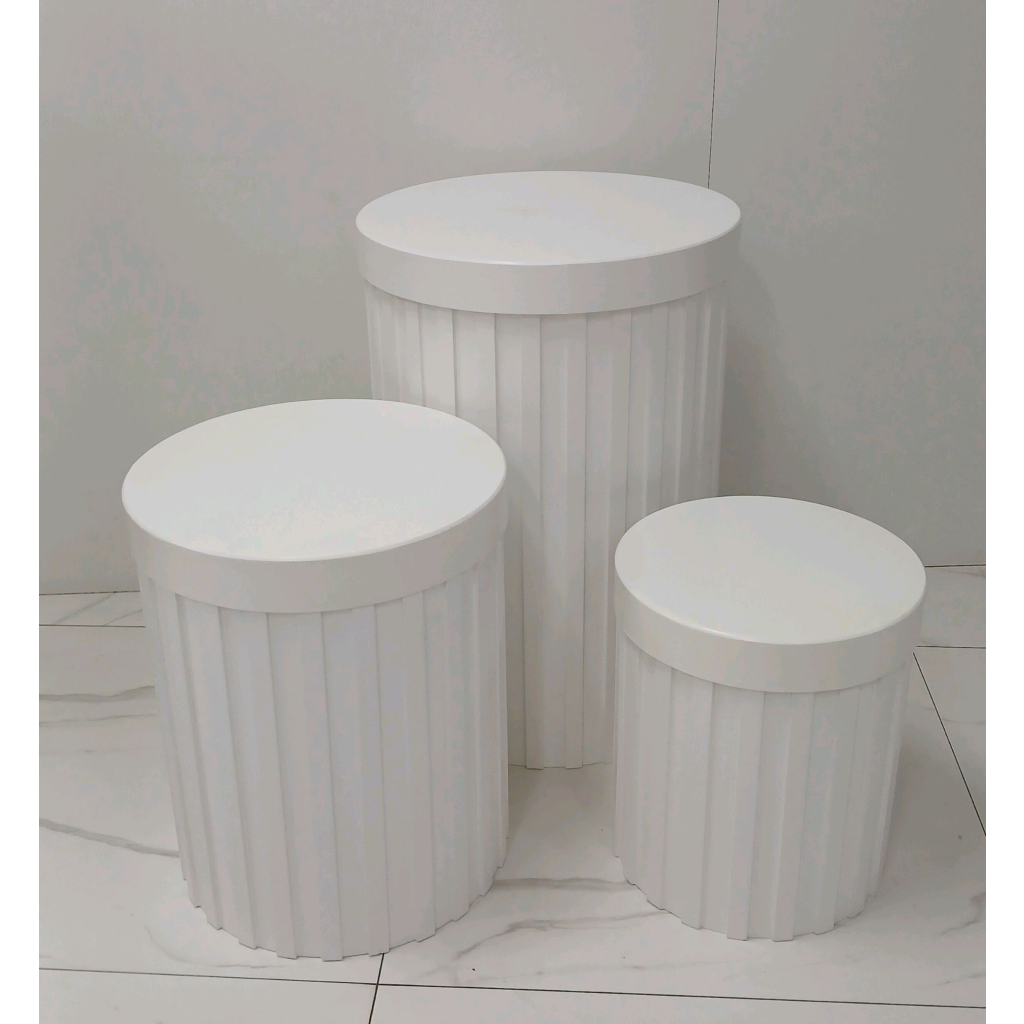 Trio de Cilindro Ripado Branco - Peg e monte da drica