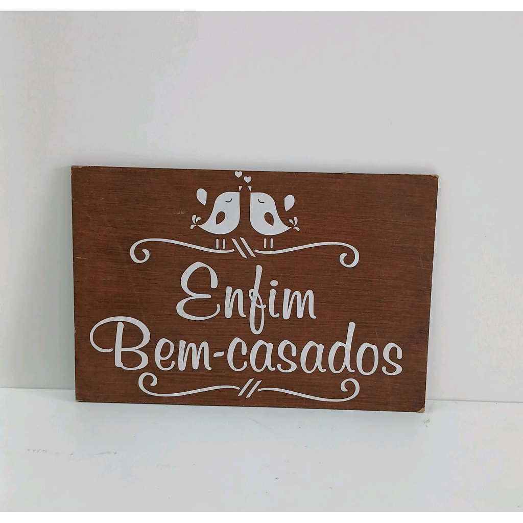 Placa Casamento - Marrom,Branco - Peg e monte da drica