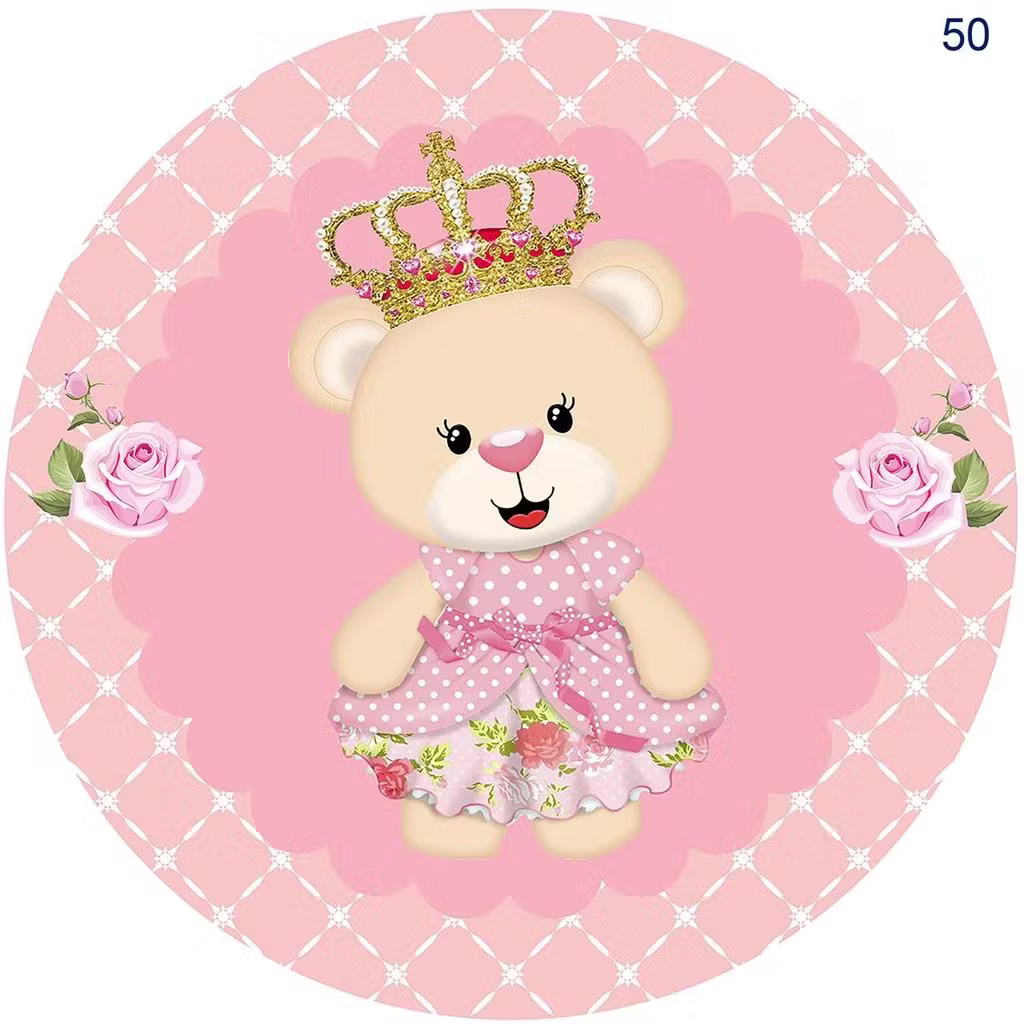 Capa Mini Festa Chá Bebê Ursinha Rosa - Una Fest Pegue e Monte