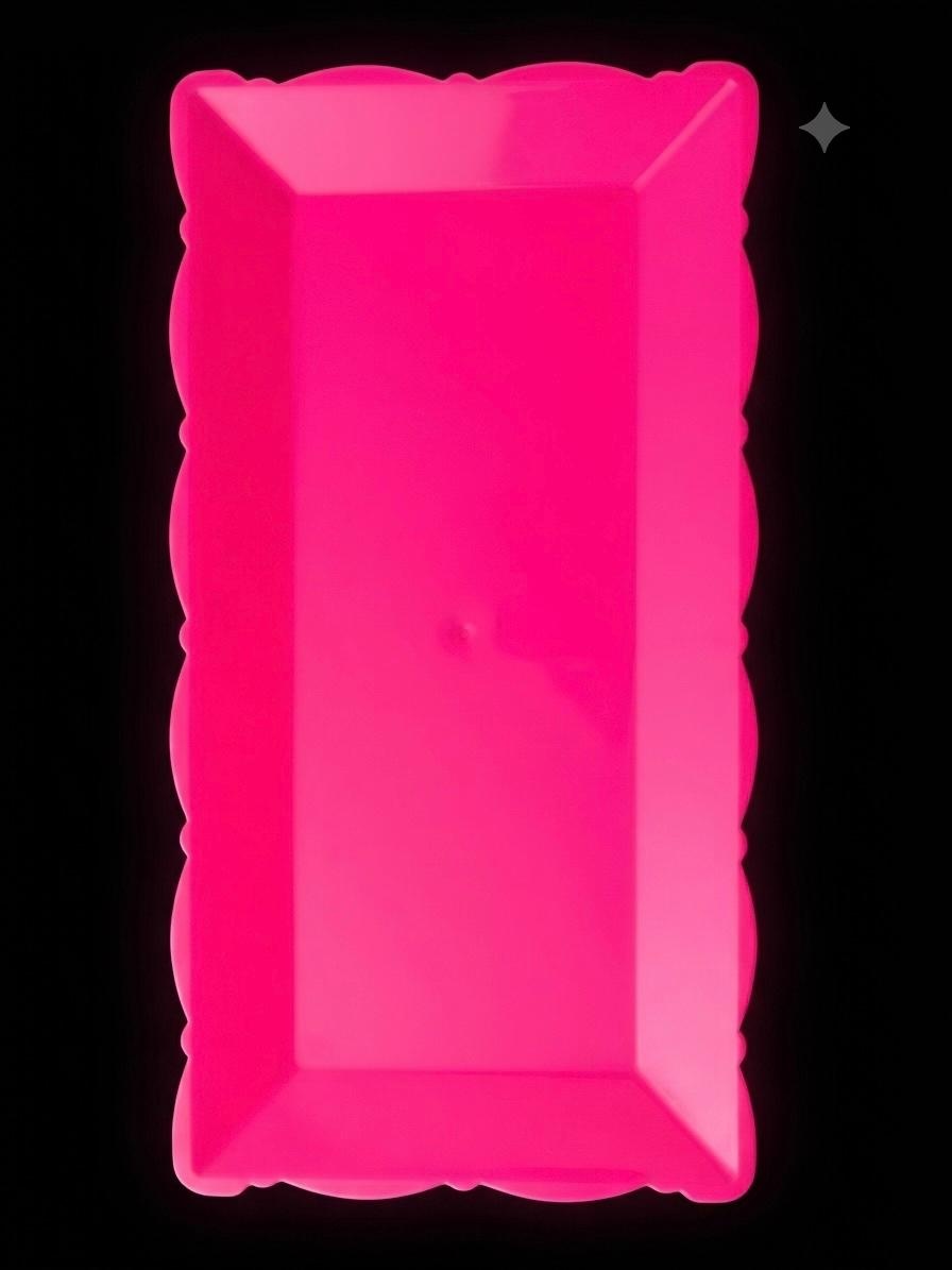 Bandeja Baixa Retangular Rosa Neon - Una Fest Pegue e Monte
