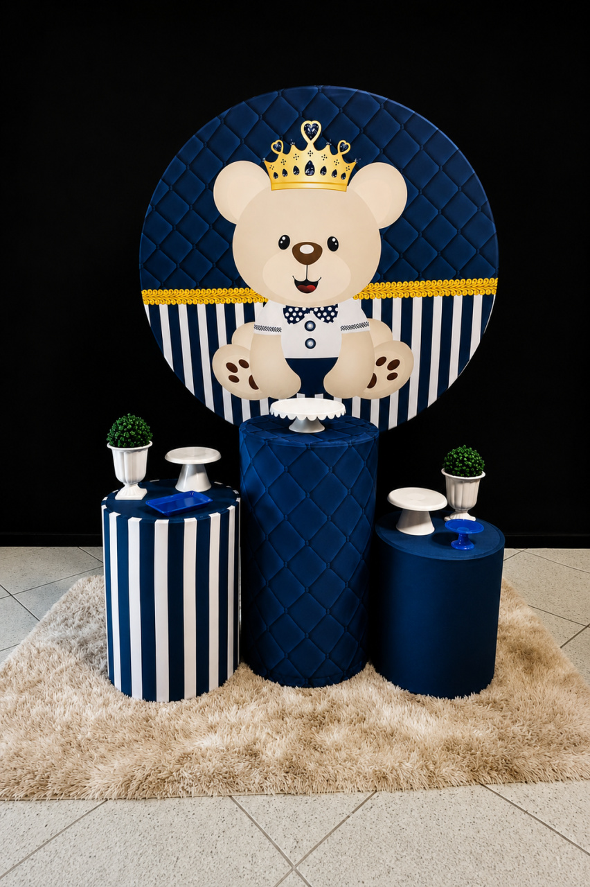 Kit Básico Chá de Bebê Urso Azul - Una Fest Pegue e Monte