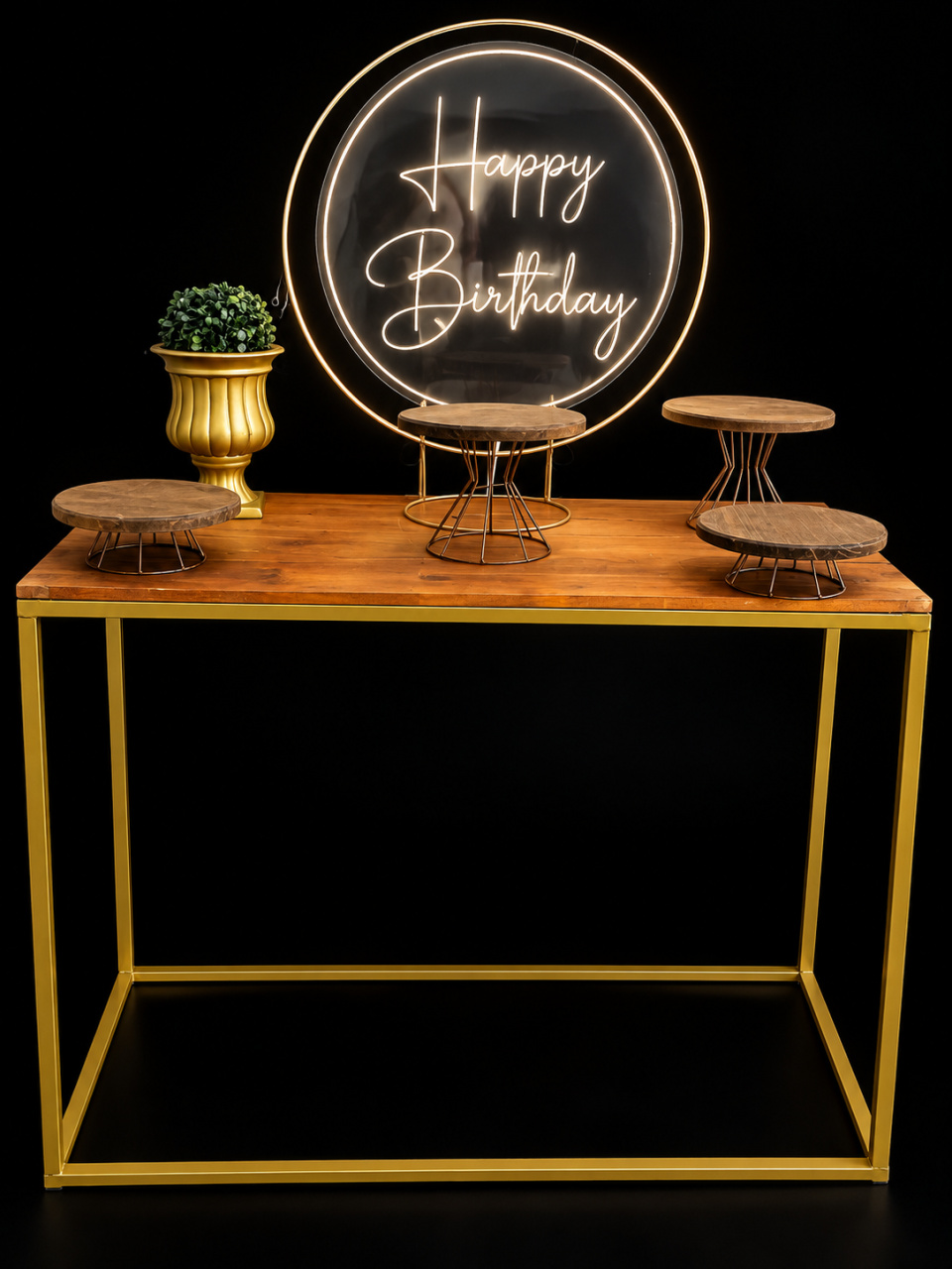 Kit Ouro Happy Birthday Led - Una Fest Pegue e Monte