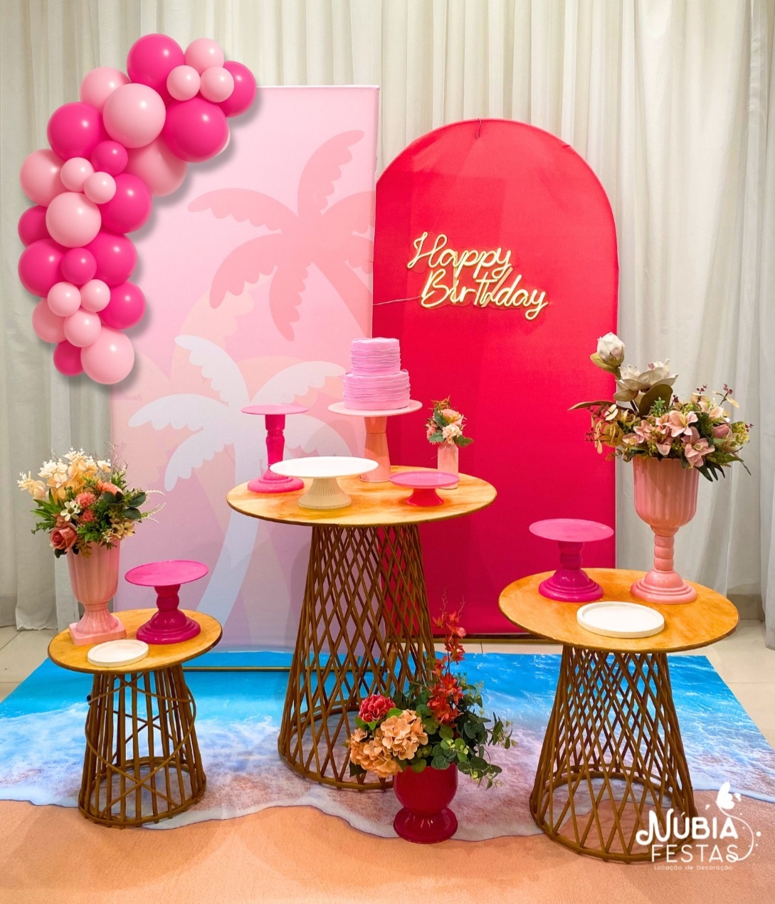 Tropical Rosa Pink Rustico - NUBIA FESTAS