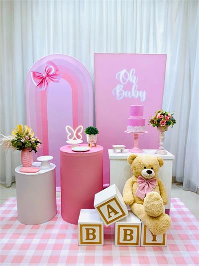 Chá de Bebê Laço Rosa ( Box 618) - NUBIA FESTAS