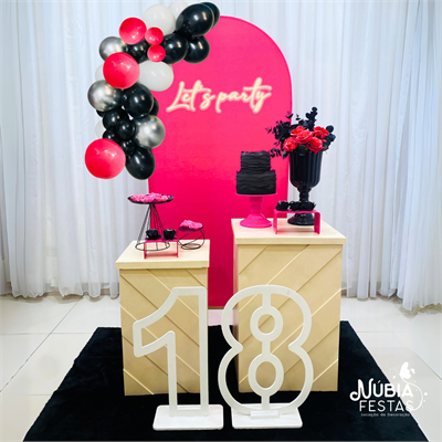 Pink Com Preto Let´s Party (Box 308) - NUBIA FESTAS