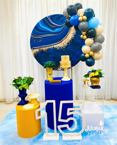 Azul Royal E Dourado Nuances (Box 367) - NUBIA FESTAS