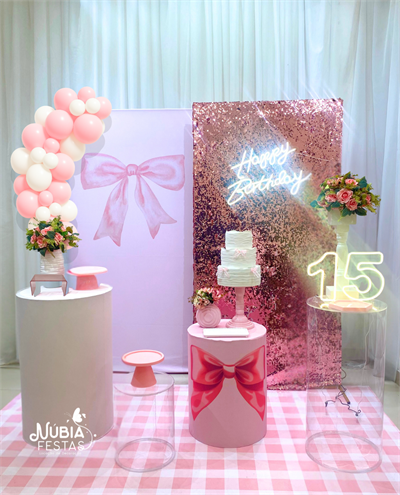 Laço Rosa (Box 600) - NUBIA FESTAS