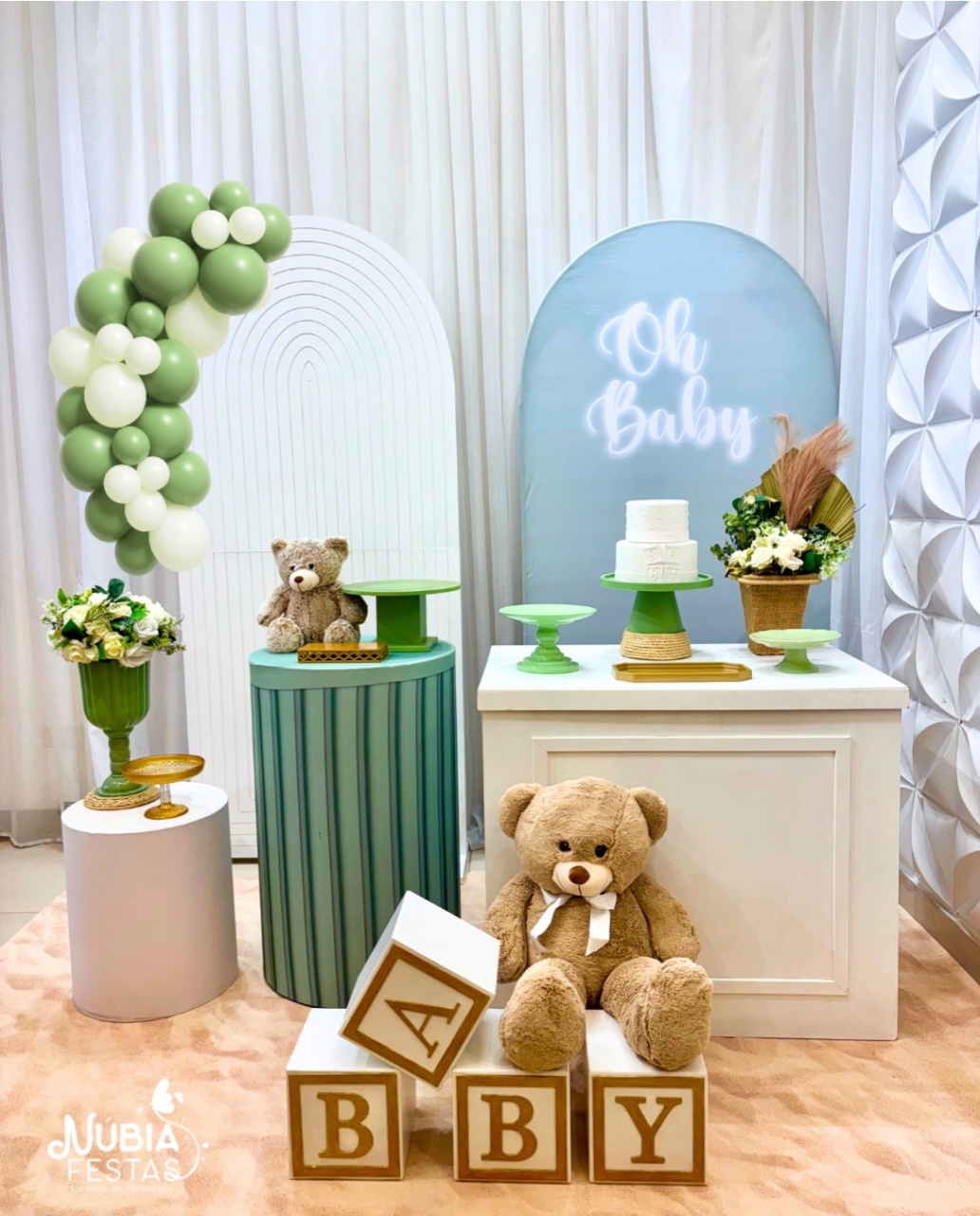 Oh Baby Verde Oliva C/ Branco - NUBIA FESTAS
