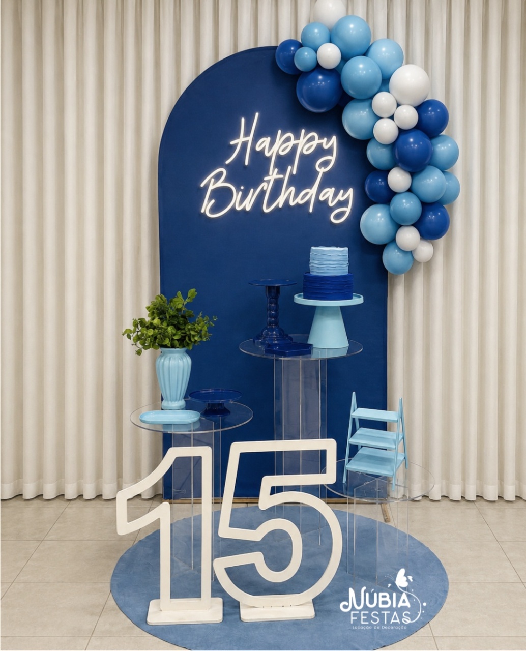 Z - Happy Birthday Azul Royal - NUBIA FESTAS