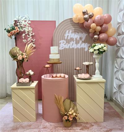 A - Rose Gold Happy Birthday Listrado (Box 177) - NUBIA FESTAS