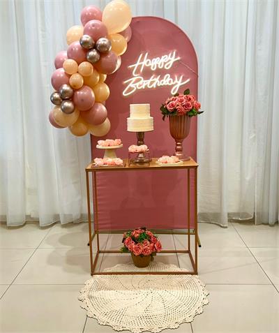 A - Rose Gold Happy Birthday Led (Box 165) - NUBIA FESTAS