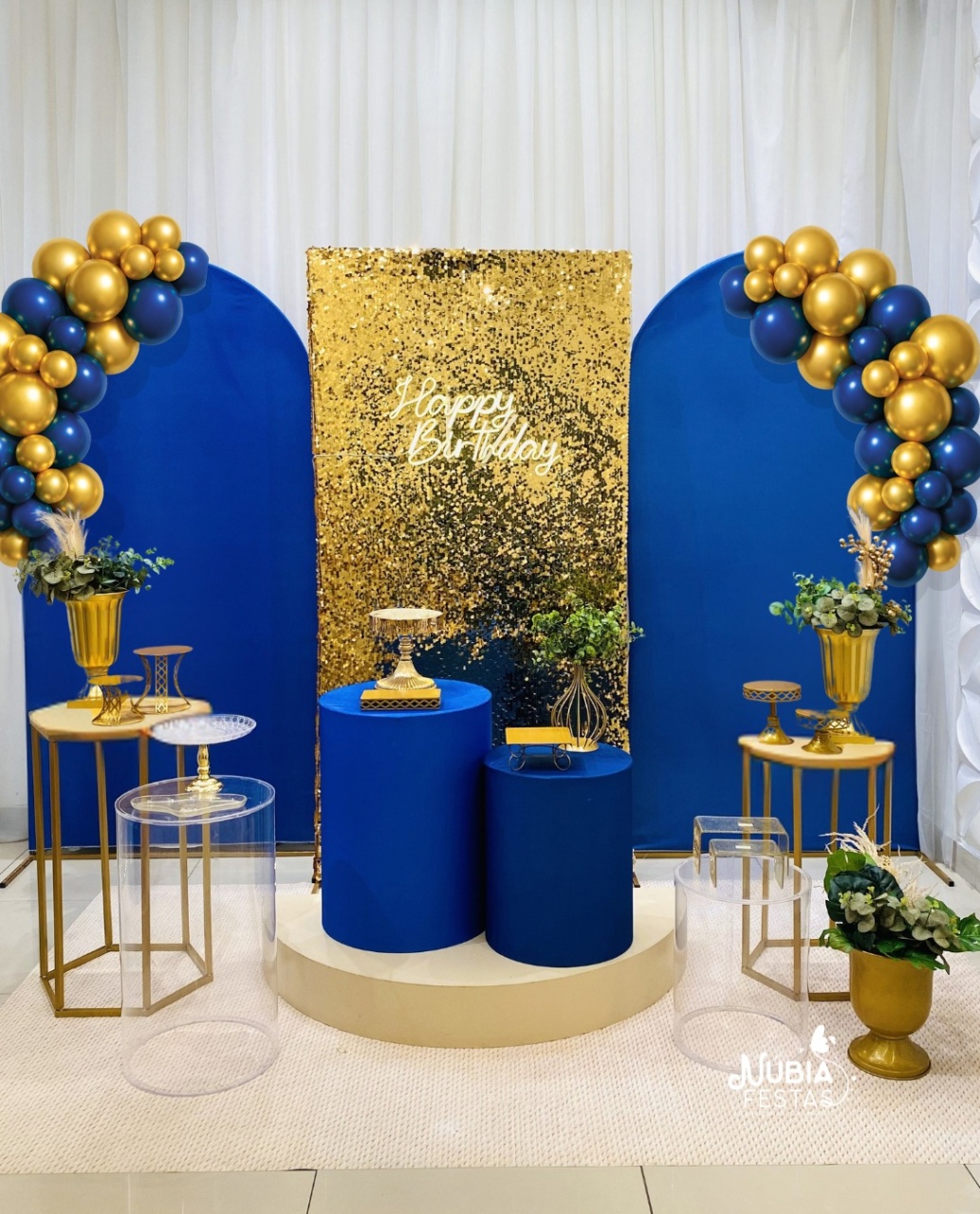 A - Azul E Dourado  - NUBIA FESTAS