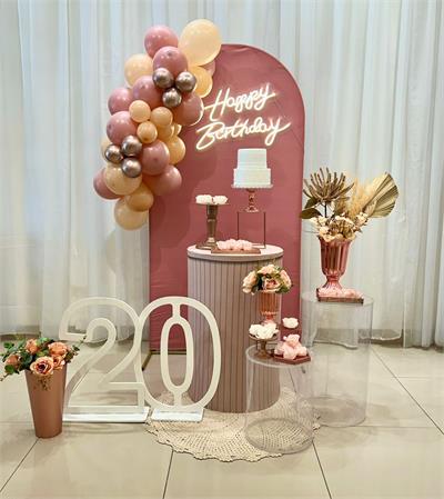 A - Rose Gold Acrílico Com Led (Box 169) - NUBIA FESTAS