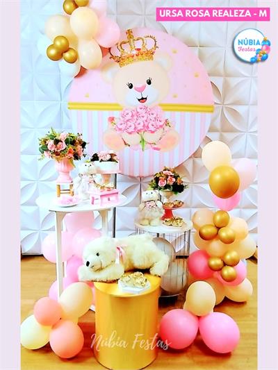 Z - Chá de Bebê Ursa Rosa Realeza (Box 62) - NUBIA FESTAS