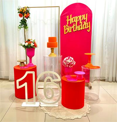 A - Rosa Pink E Laranja (Box 41)  - NUBIA FESTAS
