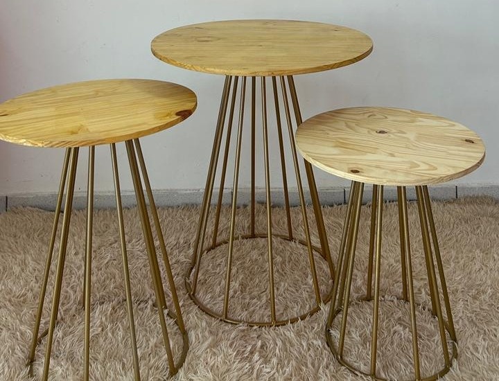 Trio de Mesa Ripada de Ferro - FABY FESTAS 