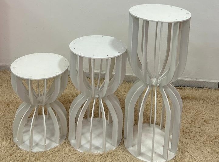 Trio de Mesa Ampulheta Branca  - FABY FESTAS 