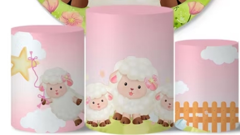 Capas de Cilindros Ovelhinha Rosa - FABY FESTAS 