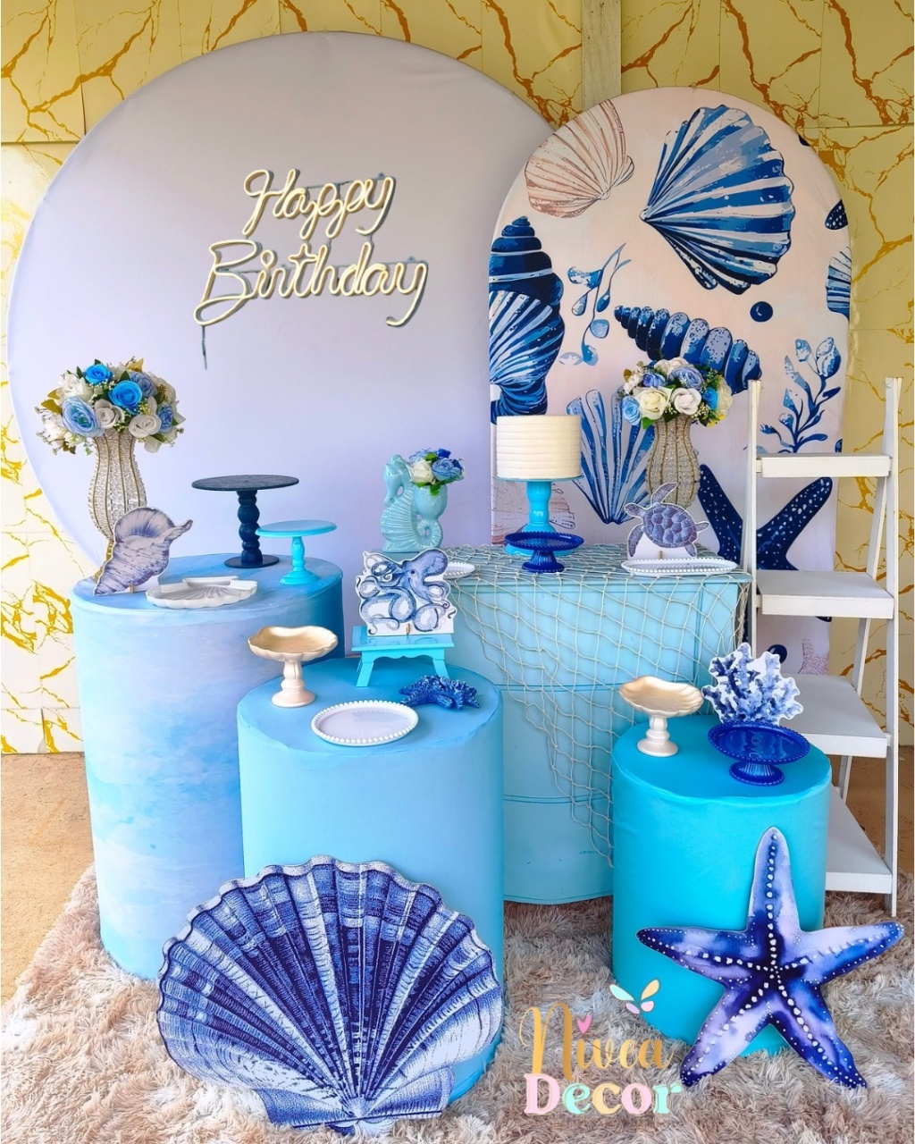 Alugue Tema Para Festa Decoração Fundo Do Mar Mulher (Modelo 3) - Nívea Decor