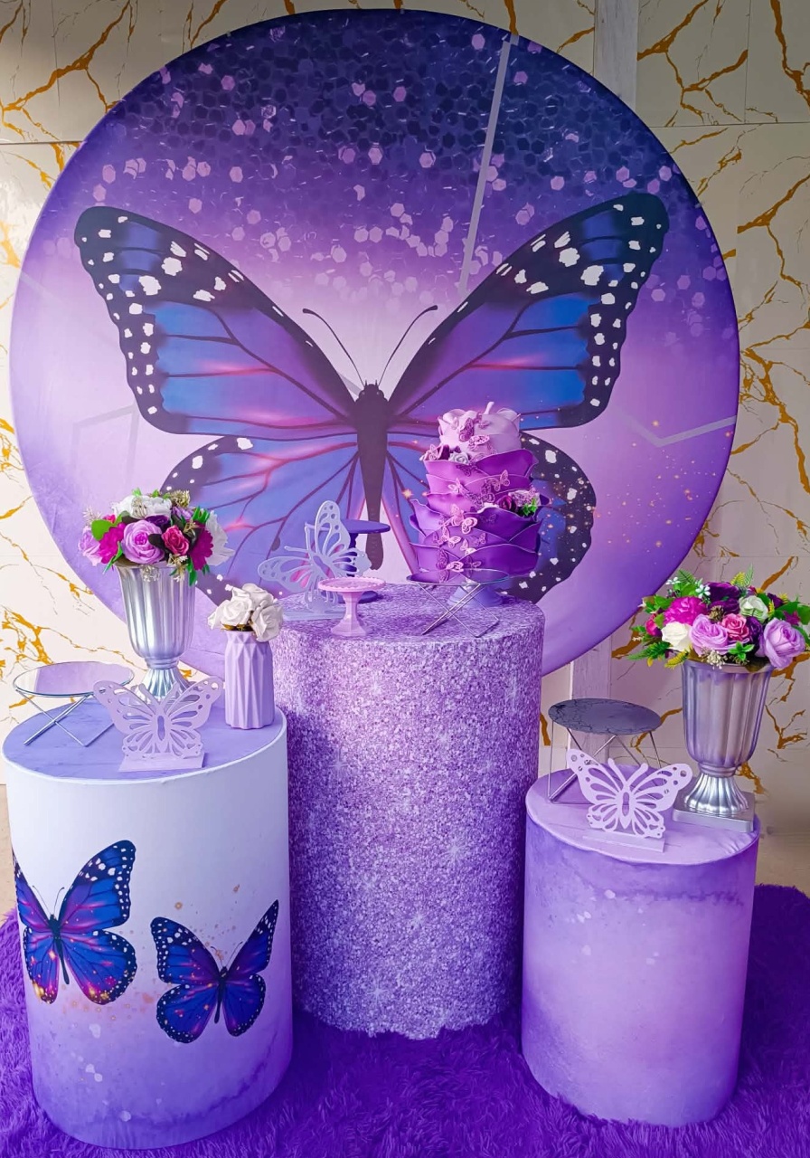 Alugue Tema Para Festa Decoração Borboleta Roxa/Lilás (Modelo 1)  - Nívea Decor