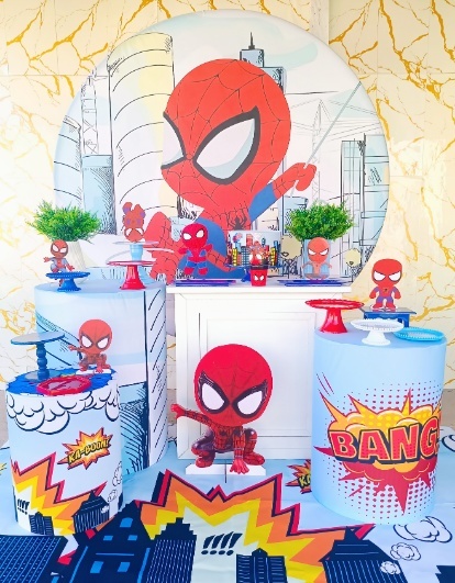 Alugue Tema Para Festa Decoração Homem Aranha Cute (Modelo 2) - Nívea Decor