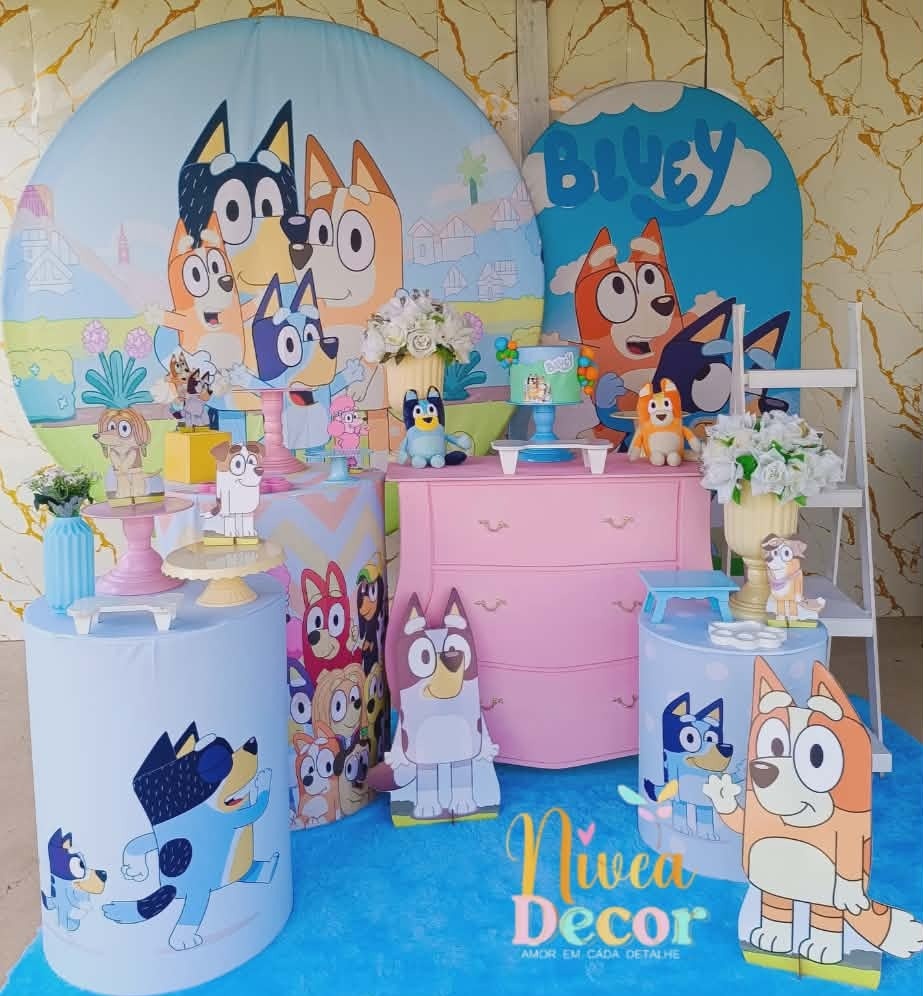 Alugue Tema Para Festa Decoração Bluey Menina (Modelo 3) - Nívea Decor
