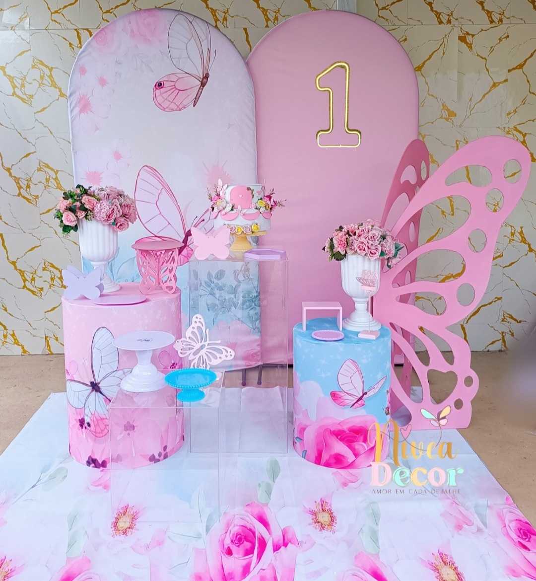 Alugue Tema Para Festa Decoração Borboleta  (Modelo 4) - Nívea Decor