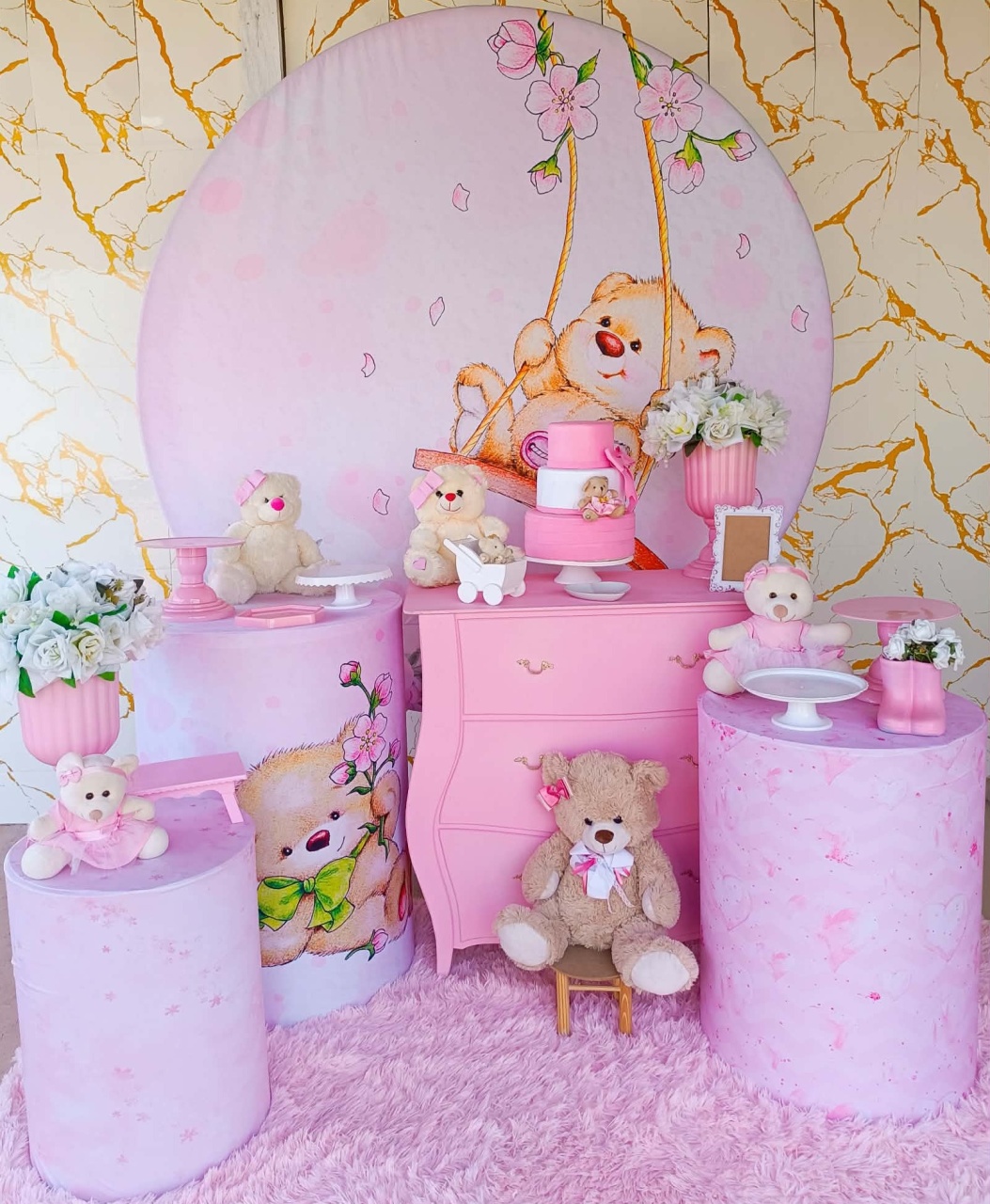 Alugue Tema Para Festa Decoração Chá de Bebê Ursinha (Modelo 2) - Nívea Decor