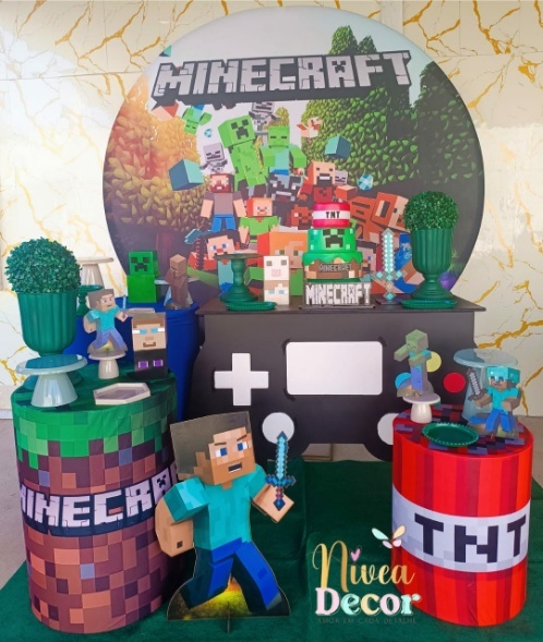 Alugue Tema Para Festa Decoração Minecraft (Modelo 2) - Nívea Decor
