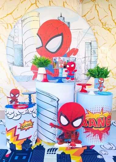 Alugue Tema Para Festa Decoração Homem Aranha Cute (Modelo 1) - Nívea Decor