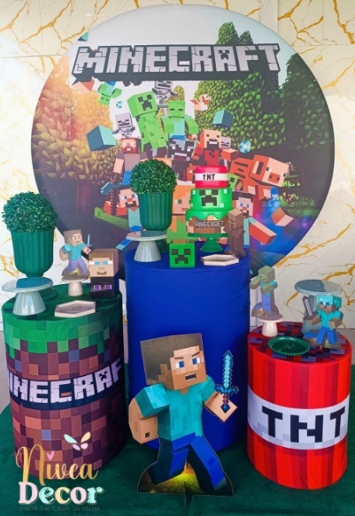 Alugue Tema Para Festa Decoração Minecraft (Modelo 1) - Nívea Decor