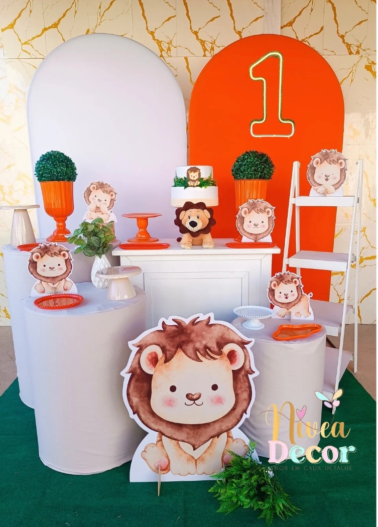 Alugue Tema Para Festa Decoração Leãozinho (Modelo 4) - Nívea Decor