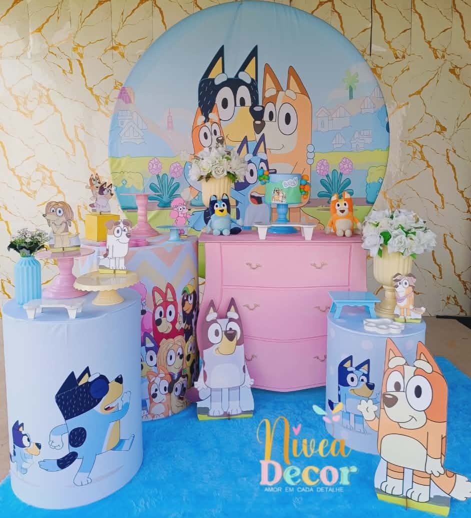 Alugue Tema Para Festa Decoração Bluey Menina (Modelo 2) - Nívea Decor