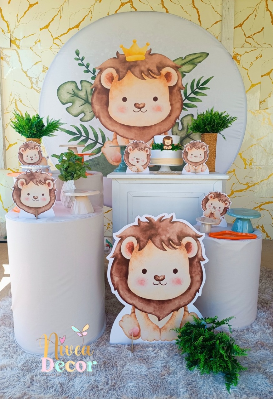 Alugue Tema Para Festa Decoração Leãozinho (Modelo 2) - Nívea Decor