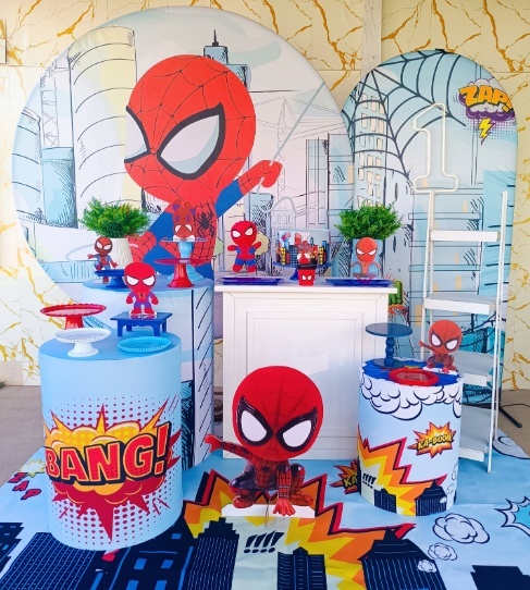 Alugue Tema Para Festa Decoração Homem Aranha Cute (Modelo 3) Número Em Led A Parte - Nívea Decor