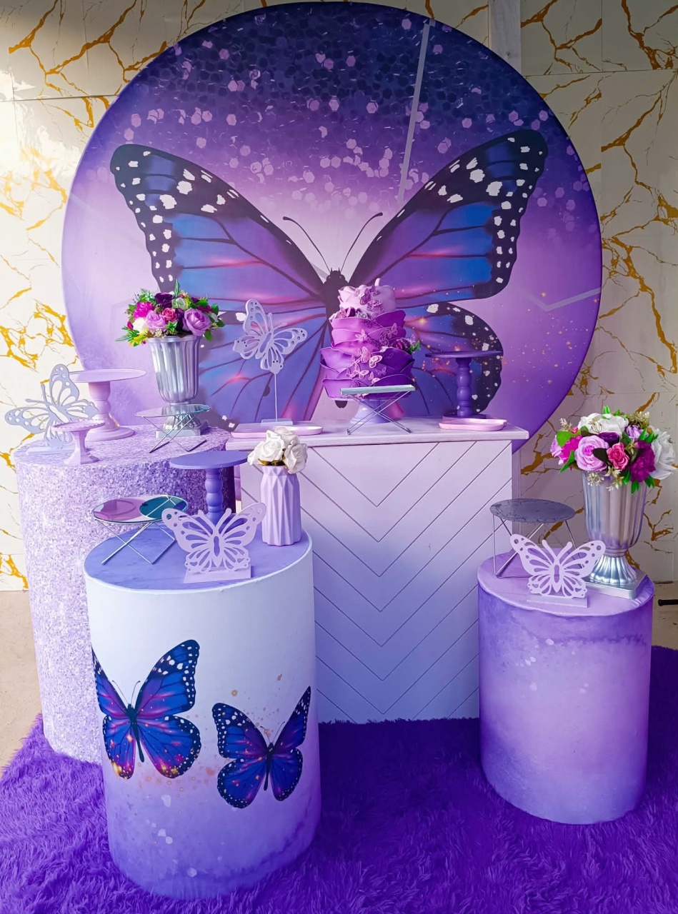 Alugue Tema Para Festa Decoração Borboleta Roxa/Lilás (Modelo 2) - Nívea Decor