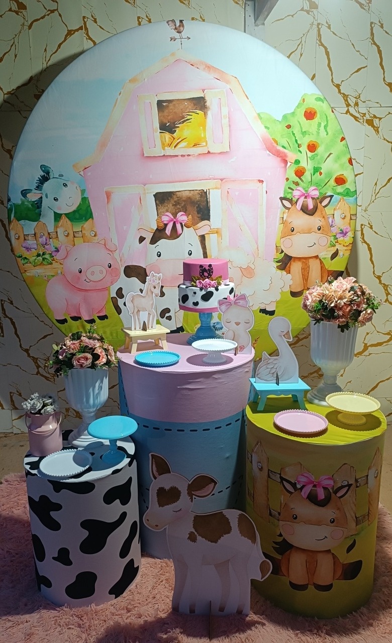 Alugue Tema Para Festa Decoração Fazendinha Menina (Modelo 1) - Nívea Decor
