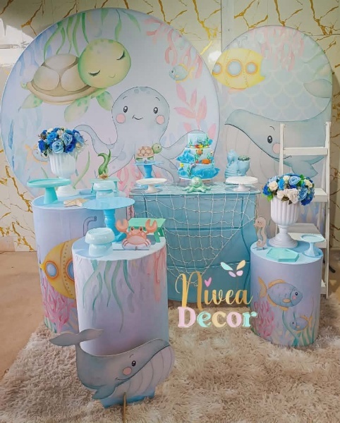 Alugue Tema Para Festa Decoração Fundo Do Mar (Modelo 3) - Nívea Decor