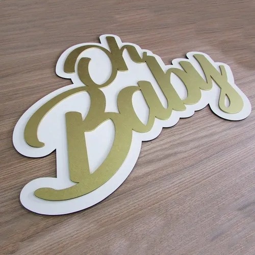 Placa Oh Baby (Mdf Dourado) - LUVI FESTAS