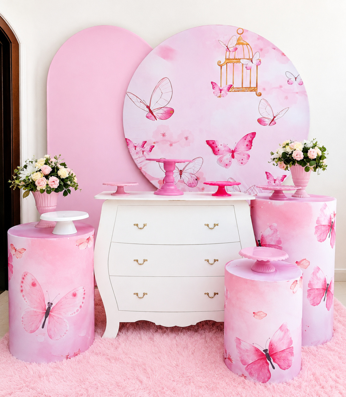 Kit Borboletas Rosa 4 - DL FESTAS Locações