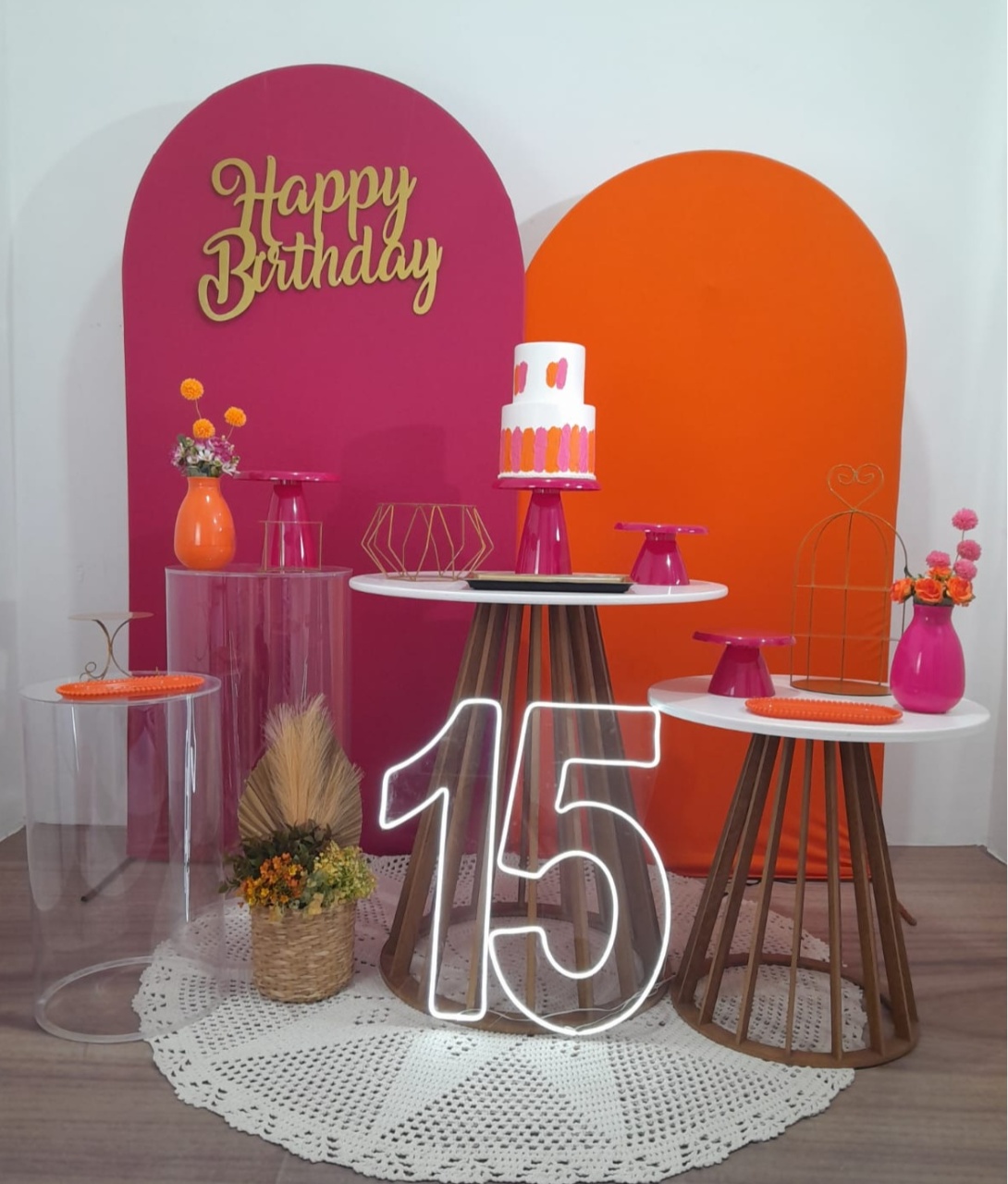 Kit 15 Anos Laranja E Rosa Pink - Irispegueemonte