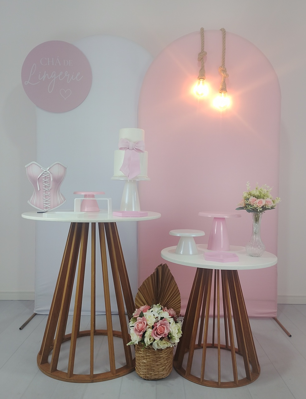 Chá de Lingerie – Rosa E Branco - Irispegueemonte